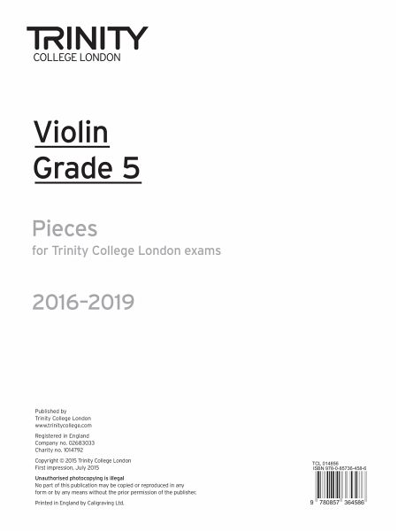 Violin Exam Pieces Grade 5 2016-2019 (Part Only)