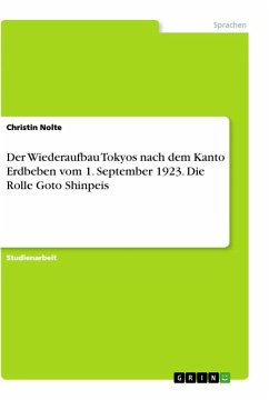 Der Wiederaufbau Tokyos nach dem Kanto Erdbeben vom 1. September 1923. Die Rolle Goto Shinpeis