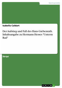 Der Aufstieg und Fall des Hans Giebenrath. Inhaltsangabe zu Hermann Hesses "Unterm Rad" (eBook, PDF)