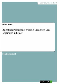 Rechtsextremismus. Welche Ursachen und Lösungen gibt es? - Paus, Nina