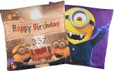 Doppelseitiges Minions Kissen: Happy Birthday Dracula / Vampir Minion, 40x40 cm