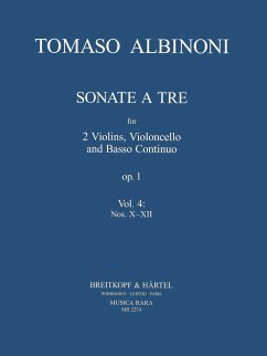 Cover Sonate a tre op.1 Band 4 (Nr.10-12) für 2 Violinen, Violoncello und Bc Partitur und Stimmen