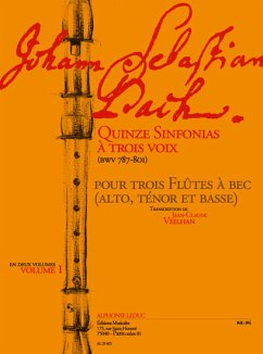 Cover 15 Sinfonias ŕ 3 voix BWV787-801 vol.1 (nos.1-8) pour 3 flűtes ŕ bec (ATB) partition et parties