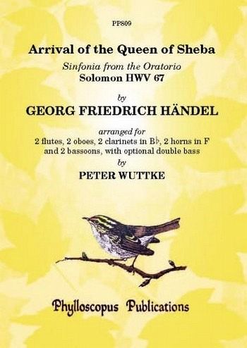 Arrival of the Queen of Sheba for 10 wind instruments (double bass ad lib) score and parts