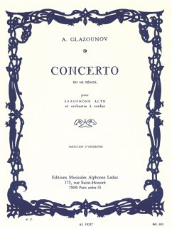 Cover Concerto mi bemol majeur op.109 pour saxophone alto et orchestre ŕ cordes, partition