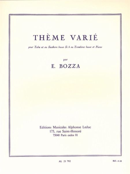 Thčme varié pour tuba ou saxhorn basse Sib et piano
