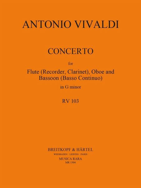 Konzert g-Moll RV103 für Altblockflöte, Oboe und Fagott Partitur und Stimmen