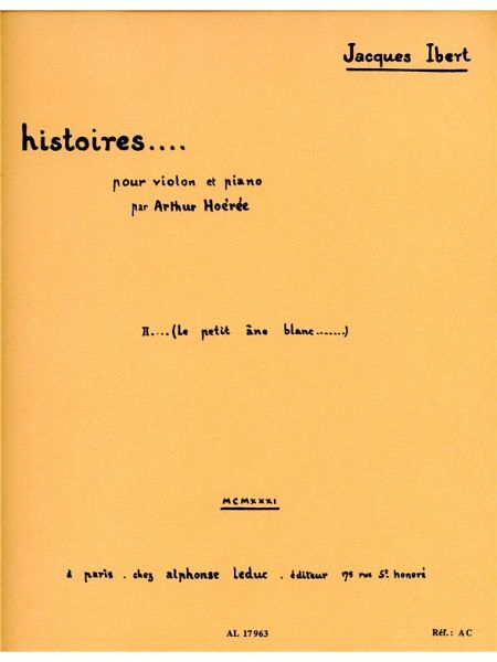 Le petit ane blanc pour violon et piano