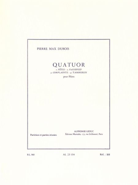 Quatuor pour 4 flűtes partition et parties