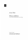 Missa Syllabica für 4 Stimmen oder gem Chor und Orgel Partitur (la) Missa Syllabica für 4 Stimmen oder gem Chor und Orgel Partitur (la)