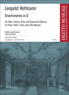 Divertimento D-Dur für Flöte, Violine, Viola und Violoncello (Kontrabass) Partitur und Stimmen