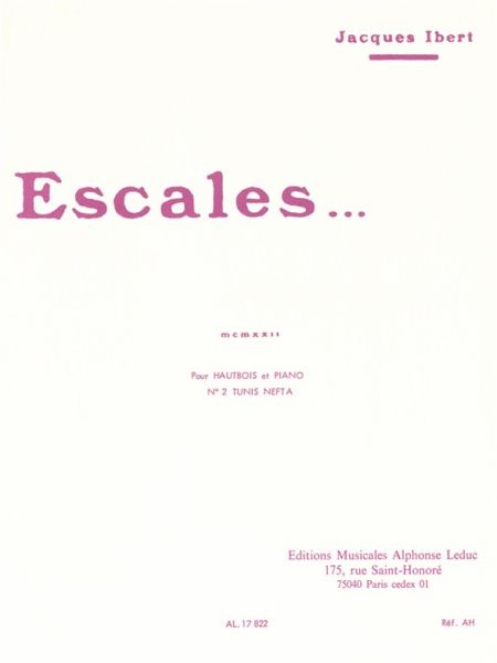 Escales no. 2 tunis nefta pour hautbois et piano