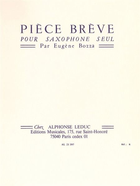 Pičce brčve pour saxophone seul Pičce brčve pour saxophone seul