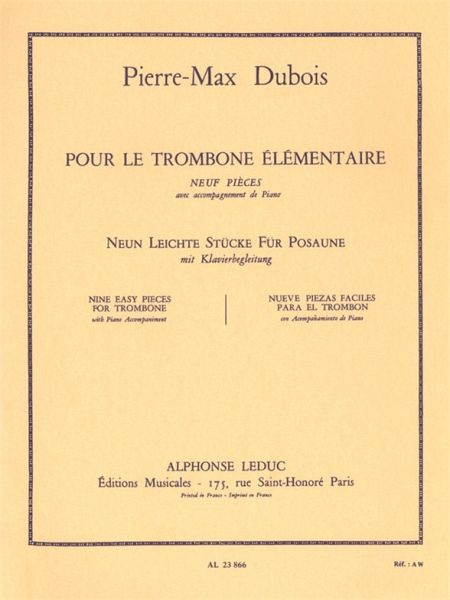 Pour le Trombone élémentaire 9 pičces faciles pour trombone et piano