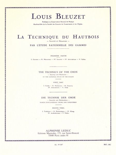 La technique du hautbois vol.1 Gammes, mechanisme, sonorité, articulations, trilles La technique du hautbois vol.1 Gammes, mechanisme, sonorité, articulations, trilles
