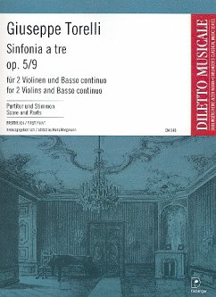 Sinfonia a tre op.5,9 für 2 Violinen und Bc Partitur und Simmen