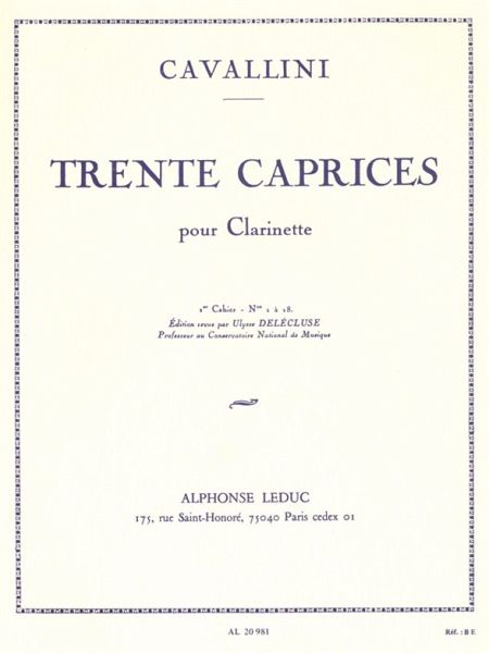 30 CAPRICES VOL.1 (NO.1-18) POUR CLARINETTE DELECLUSE, ED
