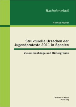 Cover Strukturelle Ursachen der Jugendproteste 2011 in Spanien: Zusammenhänge und Hintergründe (eBook, PDF)