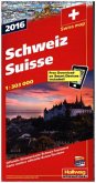 Hallwag Straßenkarte Schweiz 2016, 1 : 303.000, mit Distoguide, Transitplänen u. Index. Suisse 2016, 1 : 303.000