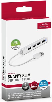 SPEEDLINK SNAPPY SLIM USB Hub, 4-Port, USB 2.0, Passive, White