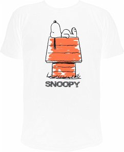 T-Shirt - Die Peanuts: Snoopy auf der Hundehütte - weiss - Gr. L