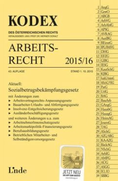 KODEX Arbeitsrecht 2015/16 (f. Österreich) - Stech, Edda; Ercher-Lederer, Gerda