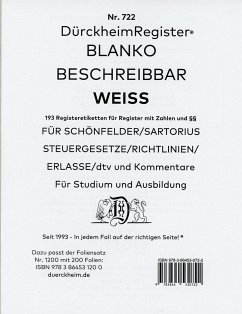 DürckheimRegister® BLANKO-WEISS beschreibbar für Gesetzessammlungen Nr. 722 - Dürckheim, Constantin von