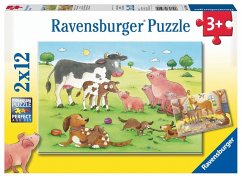 Ravensburger 07590 - Glückliche Tierfamilien, Puzzle, 2 x 12 Teile