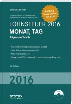 Cover Lohnsteuer 2016 Monat, Tag, m. CD-ROM / Stollfuß Tabellen