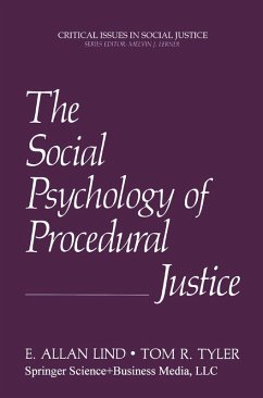 The Social Psychology of Procedural Justice (eBook, PDF) - Lind, E. Allan; Tyler, Tom R.
