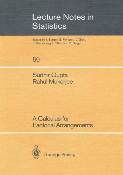 A Calculus for Factorial Arrangements (eBook, PDF)