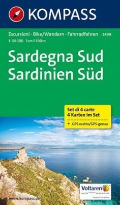 Kompass Karte Sardegna Sud, 4 Bl.. Sardinien Süd