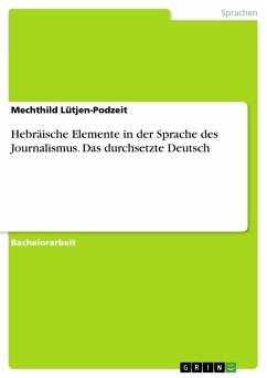 Hebräische Elemente in der Sprache des Journalismus. Das durchsetzte Deutsch - Lütjen-Podzeit, Mechthild