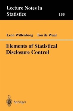 Elements of Statistical Disclosure Control (eBook, PDF) - Willenborg, Leon; Waal, Ton De