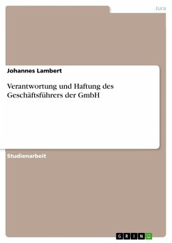 Verantwortung und Haftung des Geschäftsführers der GmbH - Lambert, Johannes