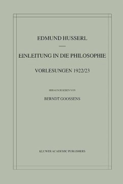 Einleitung in die Philosophie (eBook, PDF) - Husserl, Edmund; Goossens, Berndt