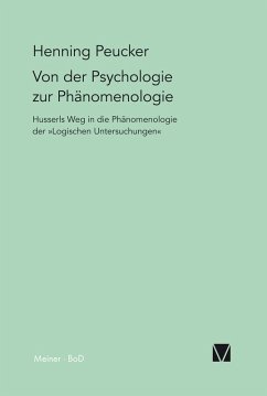 Von der Psychologie zur Phänomenologie (eBook, PDF) - Peucker, Henning