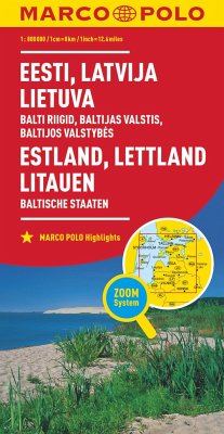 MARCO POLO Länderkarte Estland, Lettland, Litauen, Baltische Staaten 1:800.000. Estonie, Lettonie, Lituanie, Pays Baltes. Estonia, Lativia, Lithuania, Baltic States