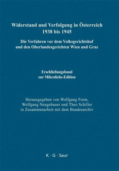 Widerstand und Verfolgung in Österreich 1938 bis 1945. Erschließungsband zur Mikrofiche-Edition (eBook, PDF) - Form, Wolfgang; Neugebauer, Wolfgang; Schiller, Theo