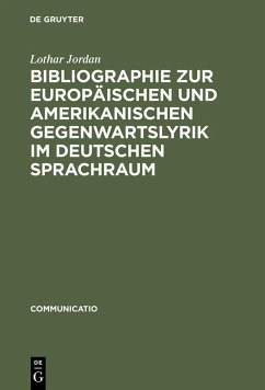 Bibliographie zur europäischen und amerikanischen Gegenwartslyrik im deutschen Sprachraum (eBook, PDF) - Jordan, Lothar