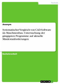 Systematischer Vergleich von CAD-Software im Maschinenbau. Untersuchung der gängigsten Programme auf aktuelle Mindestanforderungen (eBook, PDF)