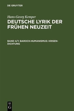 Barock-Humanismus: Krisen-Dichtung (eBook, PDF) - Kemper, Hans-Georg