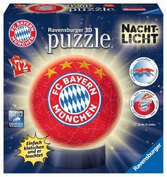 Ravensburger 12177 - FC Bayern München, Puzzleball mit Nachtlicht, 3D, 72 Teile