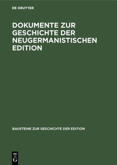 Cover Dokumente zur Geschichte der neugermanistischen Edition (eBook, PDF)