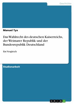Das Wahlrecht des deutschen Kaiserreichs, der Weimarer Republik und der Bundesrepublik Deutschland (eBook, PDF)