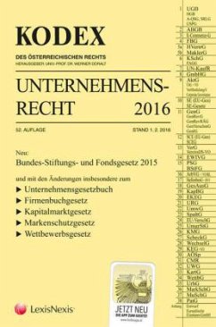 Cover KODEX Unternehmensrecht 2016 (f. Österreich)
