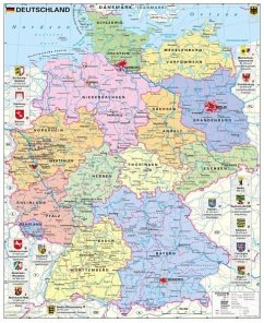 Stiefel Wandkarte Großformat Deutschland politisch mit Wappen - Stiefel, Heinrich