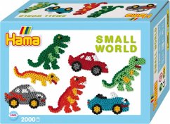 Hama 3502 - Bügelperlen Midi - Geschenkpackung, kleine Welt Dinosaurier & Auto blau