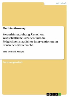 Steuerhinterziehung. Ursachen, wirtschaftliche Schäden und die Möglichkeit staatlicher Interventionen im deutschen Steuerrecht (eBook, PDF) - Groening, Matthias