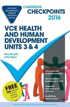 Cambridge Checkpoints Vce Health and Human Development Units 3 and 4 2016 and Quiz Me More - McLeish, Mary; Rogers, Sally